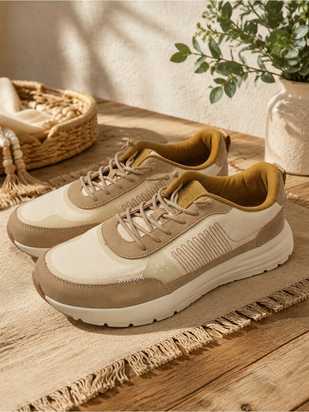 Casual Beige & Tan Men’s Hey Dude Sneakers